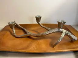 MCM Aluminum Antler or Branch Three Light Candlelabra