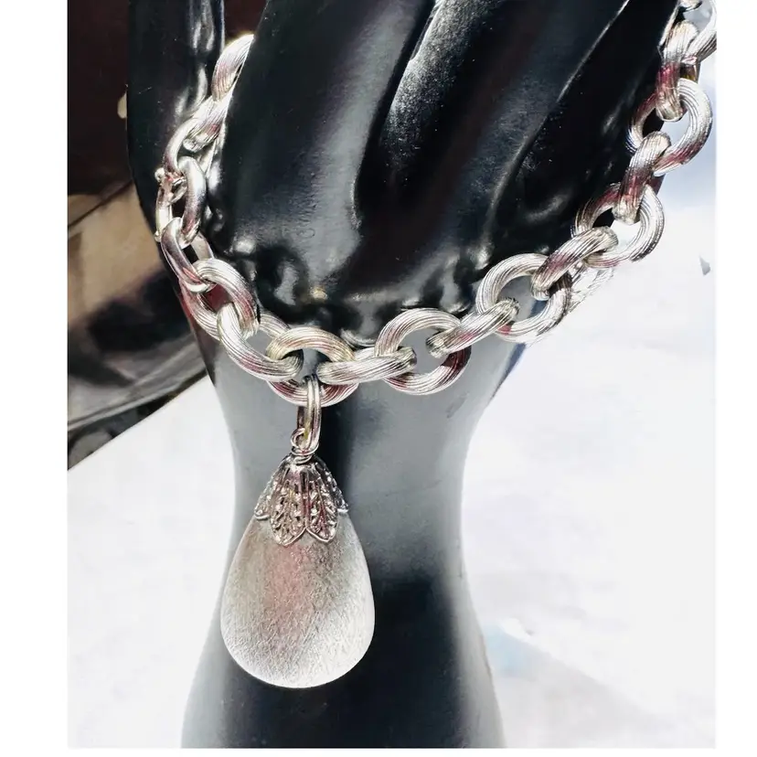 Vintage Napier Silver Tone "Wedding Bell" Charm Bracelet - Size 7 - Signed