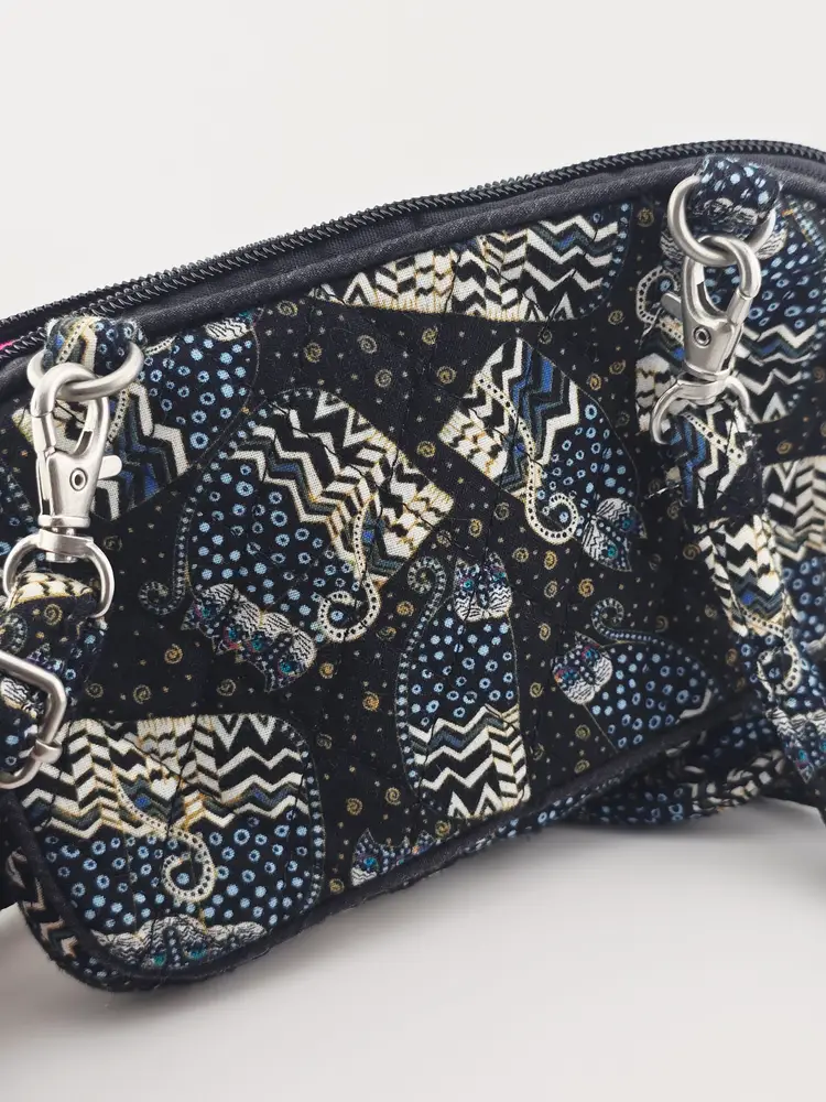 Laurel Burch Cat Black Polka Dot Crosbody Purse