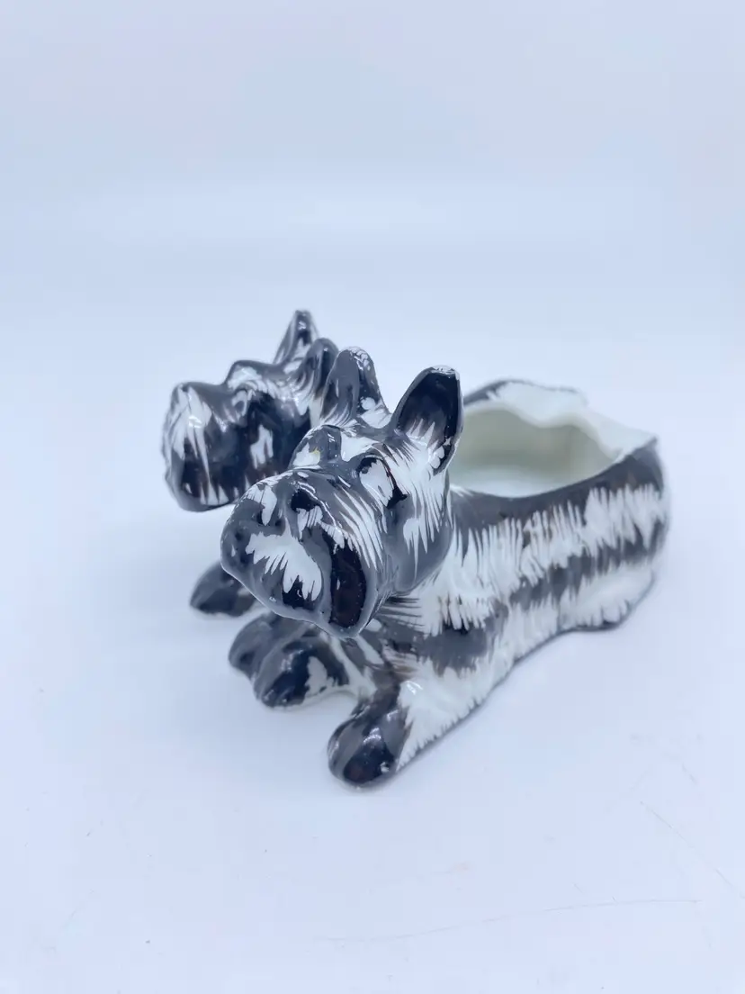 Vintage Black & White Scottie Ashtray- Japan