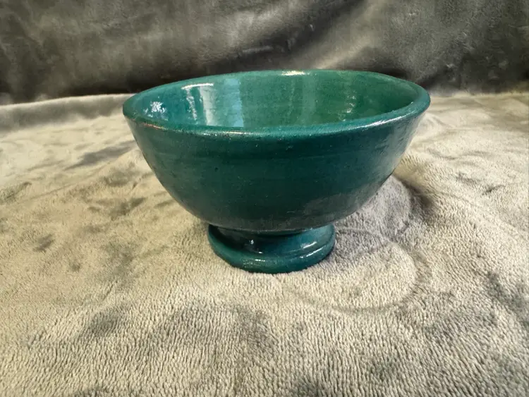 Vintage Art Studio Pottery Bowl Safi Morocco Ahmed Serghini Red Clay Turquoise