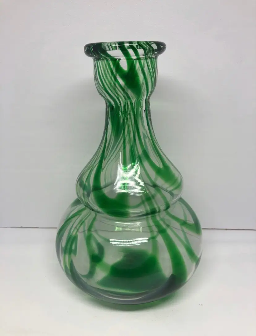 Hand-Blown Feather Art Glass Vase