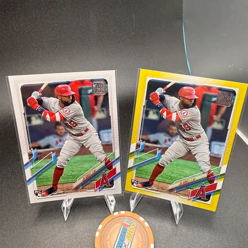 Jo Adell Base & Yellow Parallel 2021 Topps Los Angeles Angels