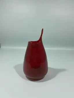 Slightly Glowy Vintage Mini Red Glass Stretch Vase