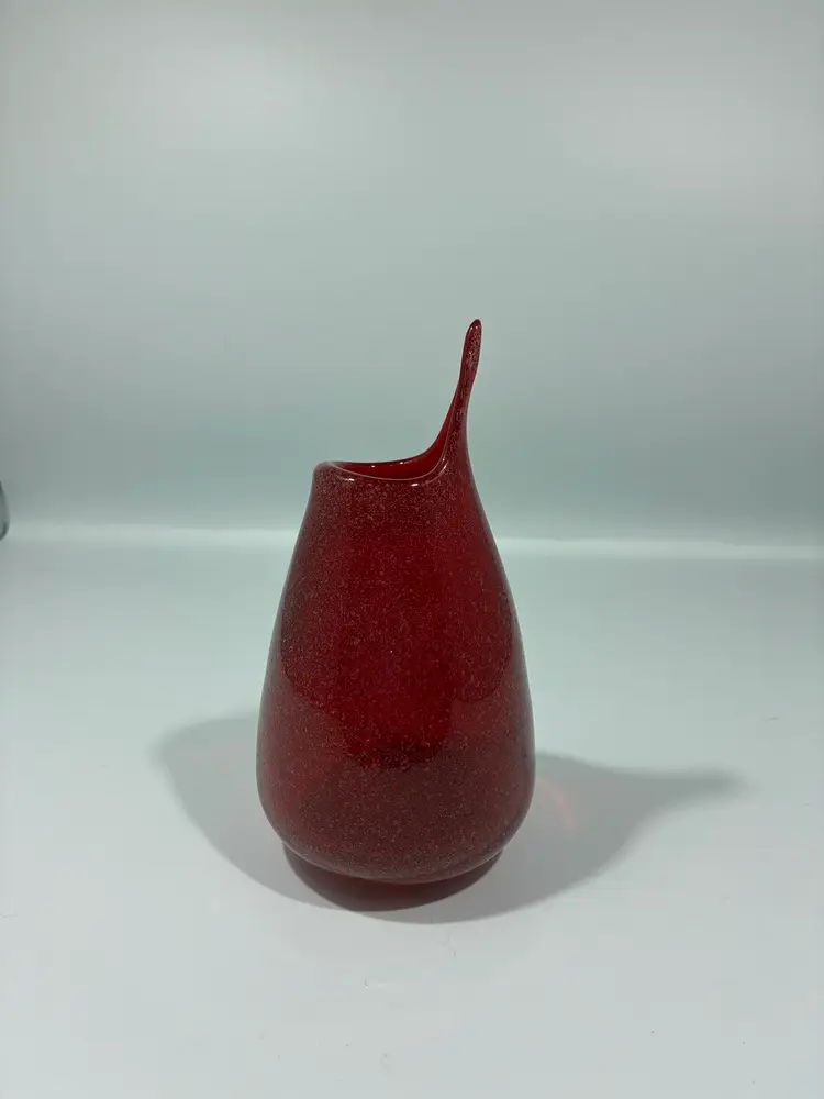 Slightly Glowy Vintage Mini Red Glass Stretch Vase