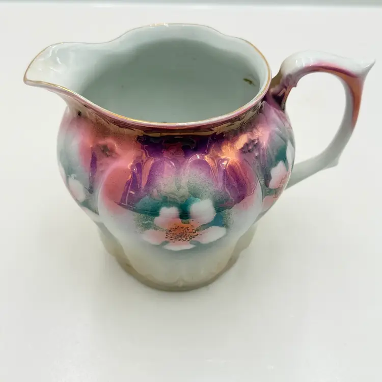Porcelain Lusterware Painted Pitcher Vase