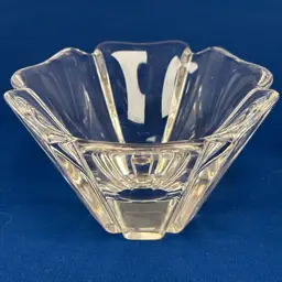 Orrefors Orion Crystal Art Glass Bowl 3" Lars Hellsten Sweden Candy Trinket Dish, Signed Orrefors