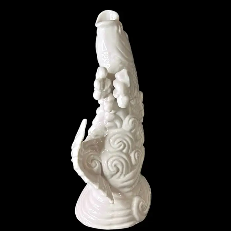 Vintage Blanc de China Koi Fish Bud Vase: 5”x 9.25”x 3.5”