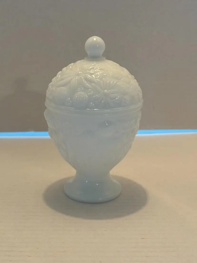 Vintage Milk Glass Small Candy or Trinket Jar by Avon Grannycore