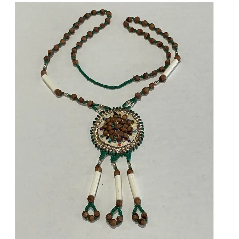 Vintage Navajo Ghost Bead And Seed Bead Necklace