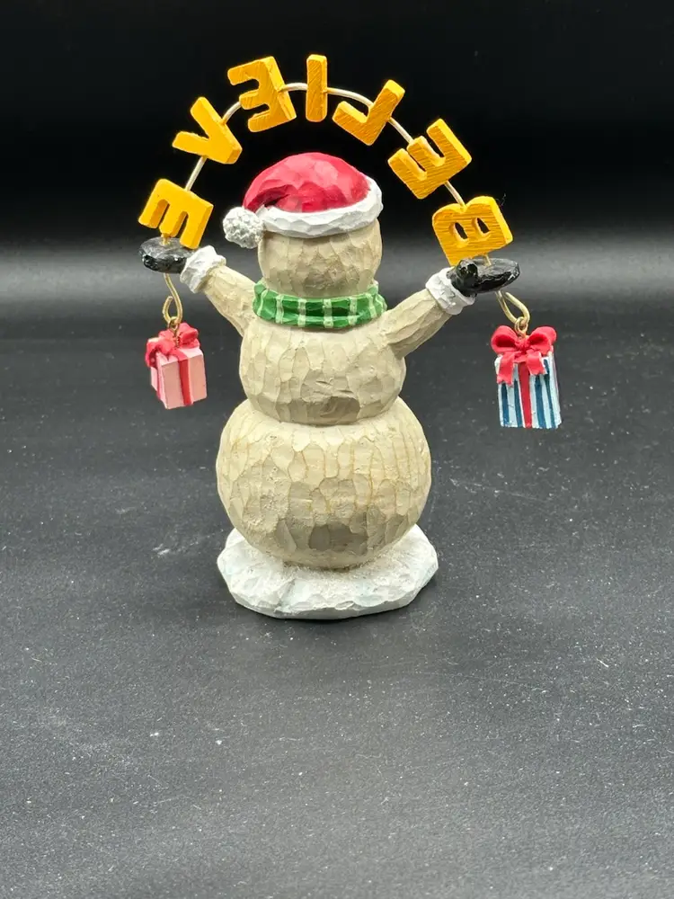 Vintage Kohls Winter Wishes Snowman I Believe Figure Shelf Sitter