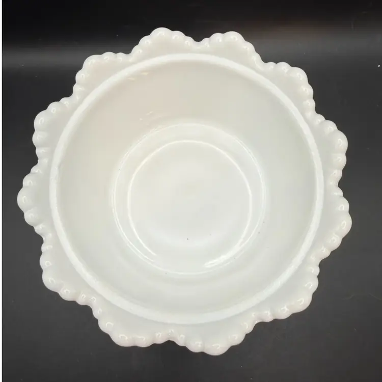 Fenton Milk Glass Hobnail Covered Candy Dish -5 In