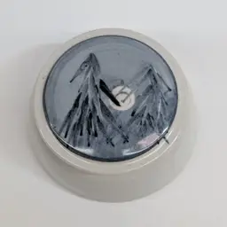 Vintage Studio Pottery Moon & Trees Lidded Jar Trinket Dish Sugar Bowl Signed