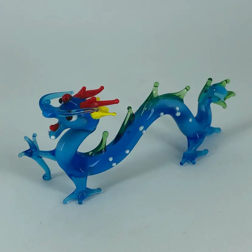 Hand-Blown Art Glass Dragon Figurine