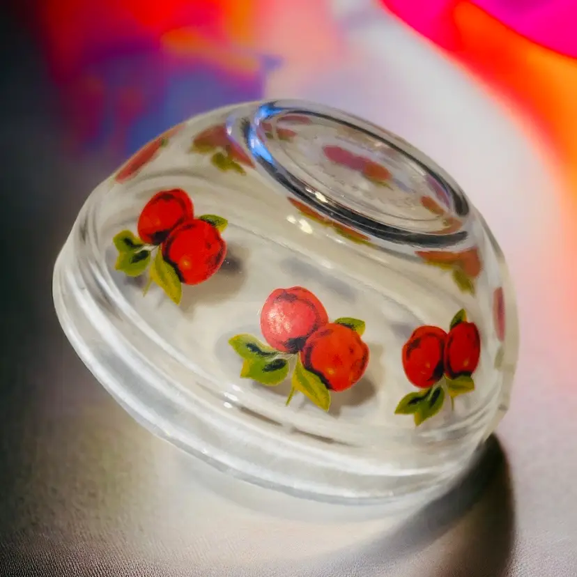 Vintage Glass With Apples Or  Cherries 5” Nesting Bowl Fruit Durable