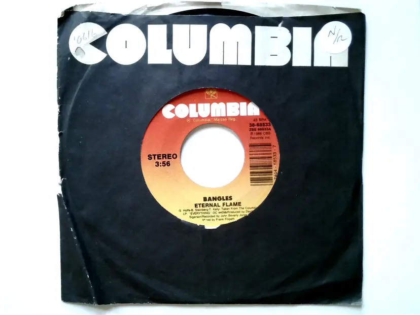 Bangles – Eternal Flame 7" Single Record 1988 Columbia Pop Rock 45 RPM