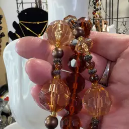 Amber Topaz Glass Bracelet & Necklace 15”