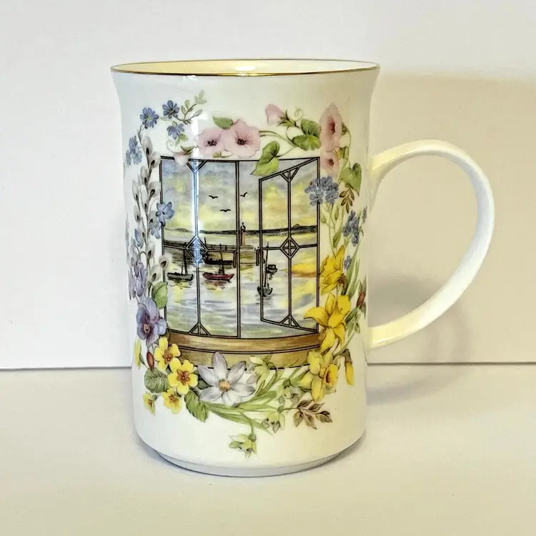 2 St George England Fine Bone China Floral Coffee Tea Cups Mugs Vintage