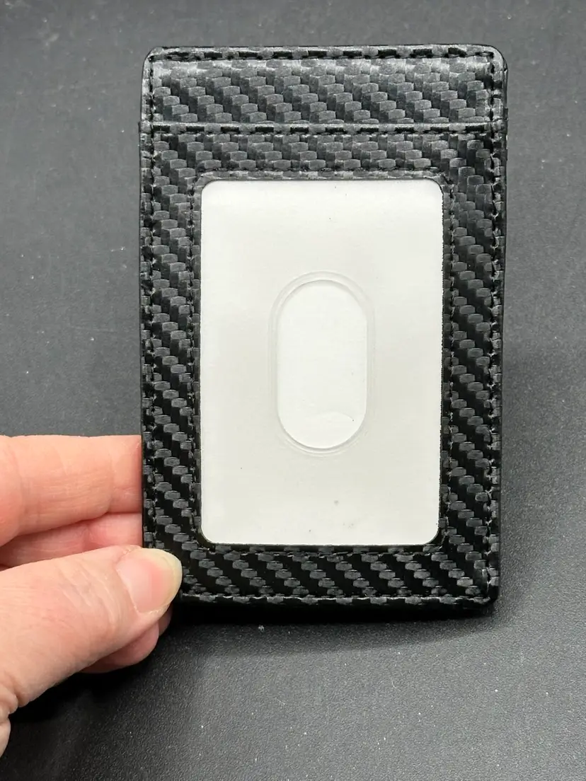 Travelambo Money Clip for Men Carbon Fiber Clip Wallet Leather Slim Minimalist Card Holder RFID Blocking (Weaved Black)