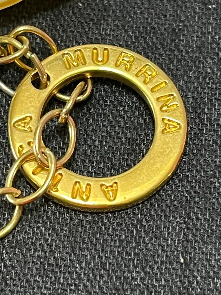 Antica Murrina Venezia Murano Orange Crème Glass Charm Bracelet 7”-9”