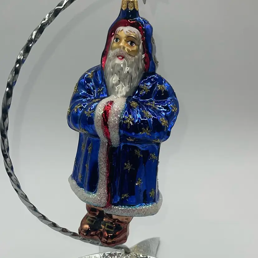 Christopher Radko Star Cape Santa Claus Glass Christmas Ornament 1996 Vintage 8”