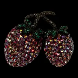 Weiss Rhinestone Strawberry Brooch 1.75”