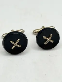 Vintage black button unisex cuff links cufflinks
