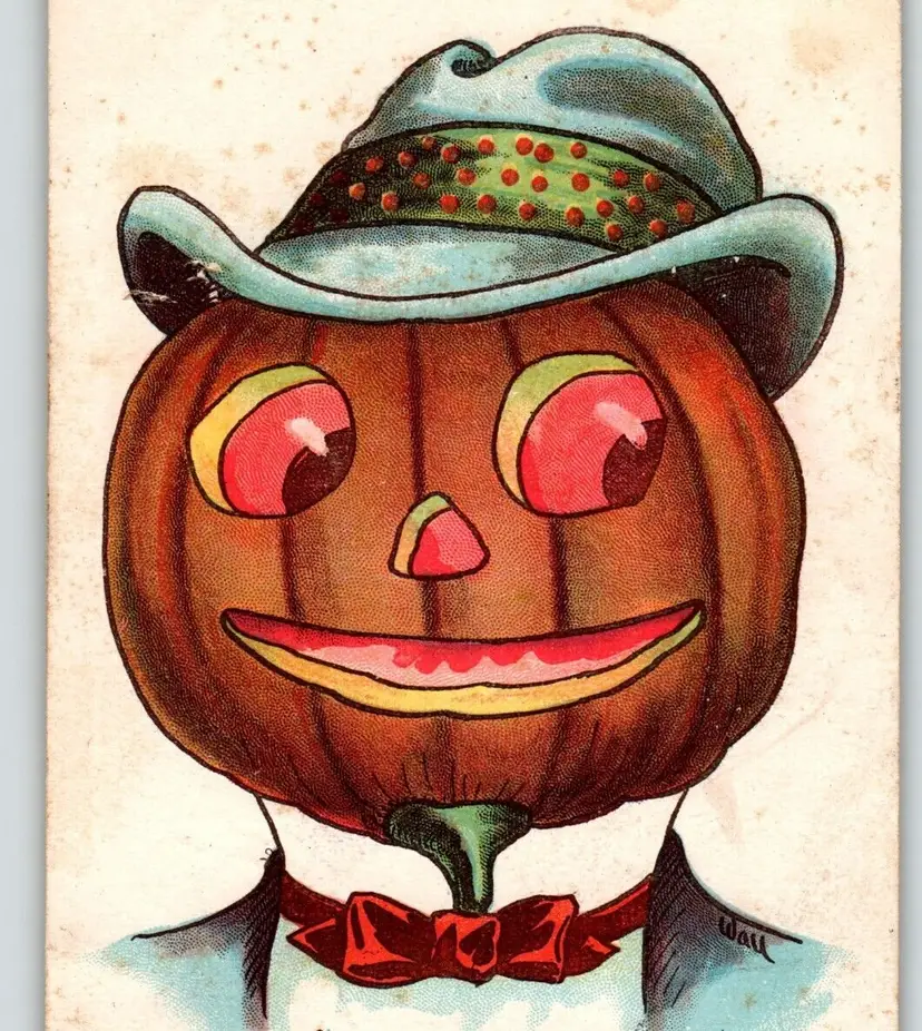 Halloween Postcard Fantasy Goblin Man Bernhard Wall 1912 Some Pumpkin Fantasy