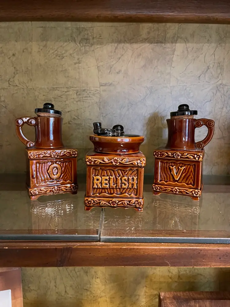 Vintage Oil Vinegar And Relish Set