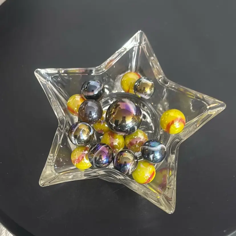 Glass Star Votive Holder With Marbles