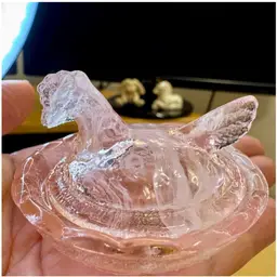 Mini Pink With White Swirl Glass Miniature Mini Glass Hen Chicken Chick On A Nest Collectible Open Salt Dip Kitchen Home Decor. 2.5 inches