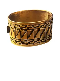 Vintage Monet Runway 2 Tone Embellished Egyptian Drama Cuff Bracelet
