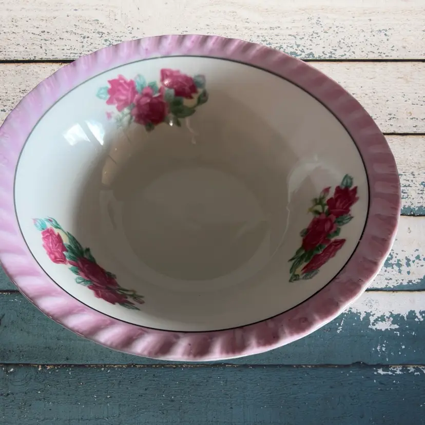 Vintage Made I’m Japan Floral Lusterware Bowl Decor Flowers Vintage Yamatsu Japan Bowl Floral With Pink  Luster Rims 7”