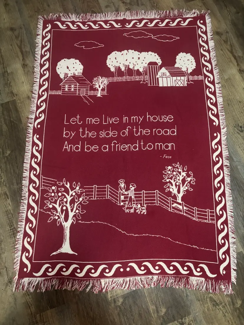 Vintage Woven Tapestry Throw Blanket Poem by Foss