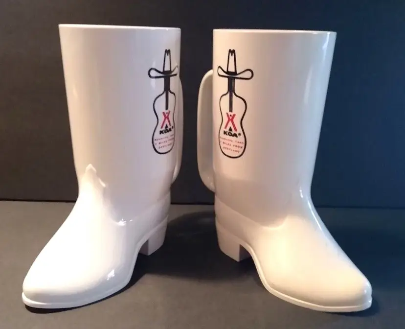 KOA Resort Plastic Boot Beer Mugs 2 Western Nashville Tennessee Vintage Plastic
