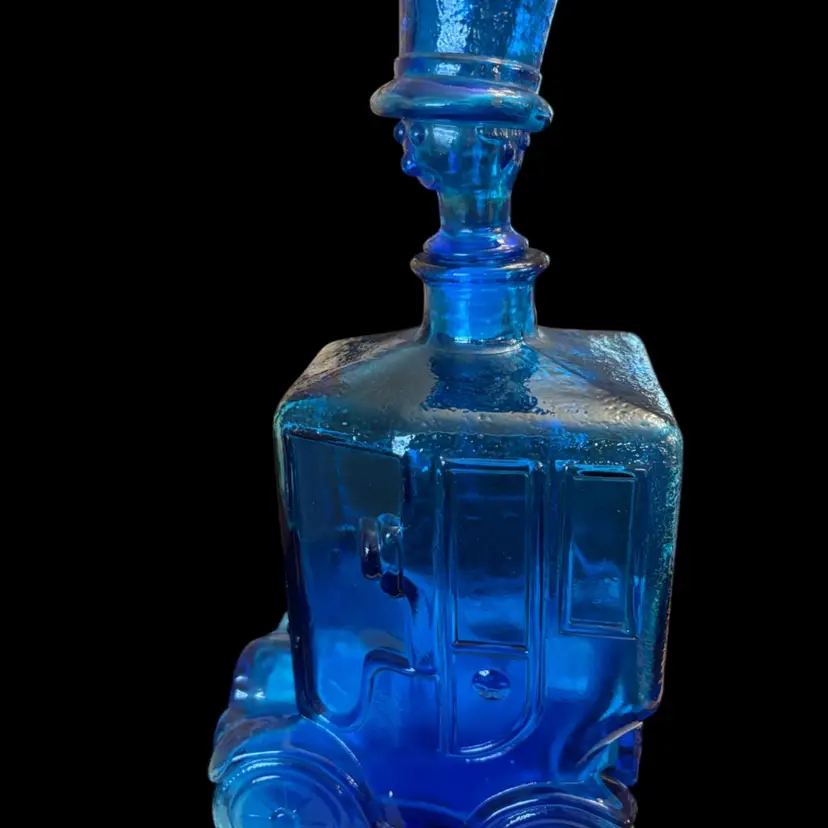 Bessi Italian Blue Glass Car Shaped Bottle Decanter with Driver as a Stopper