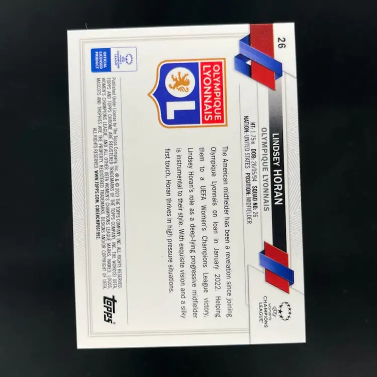 Lindsey Horan 2022/23 Topps Chrome UWCL Inferno /75 Soccer Card