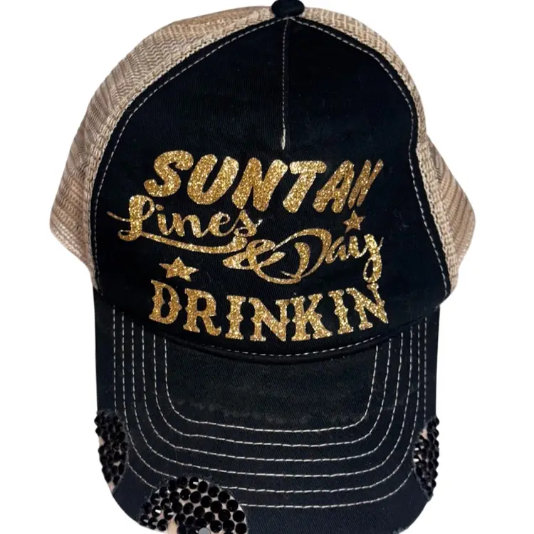 Y2K Cap SUNTAN Lines And DAY DRIKIN ADJUSTABLE