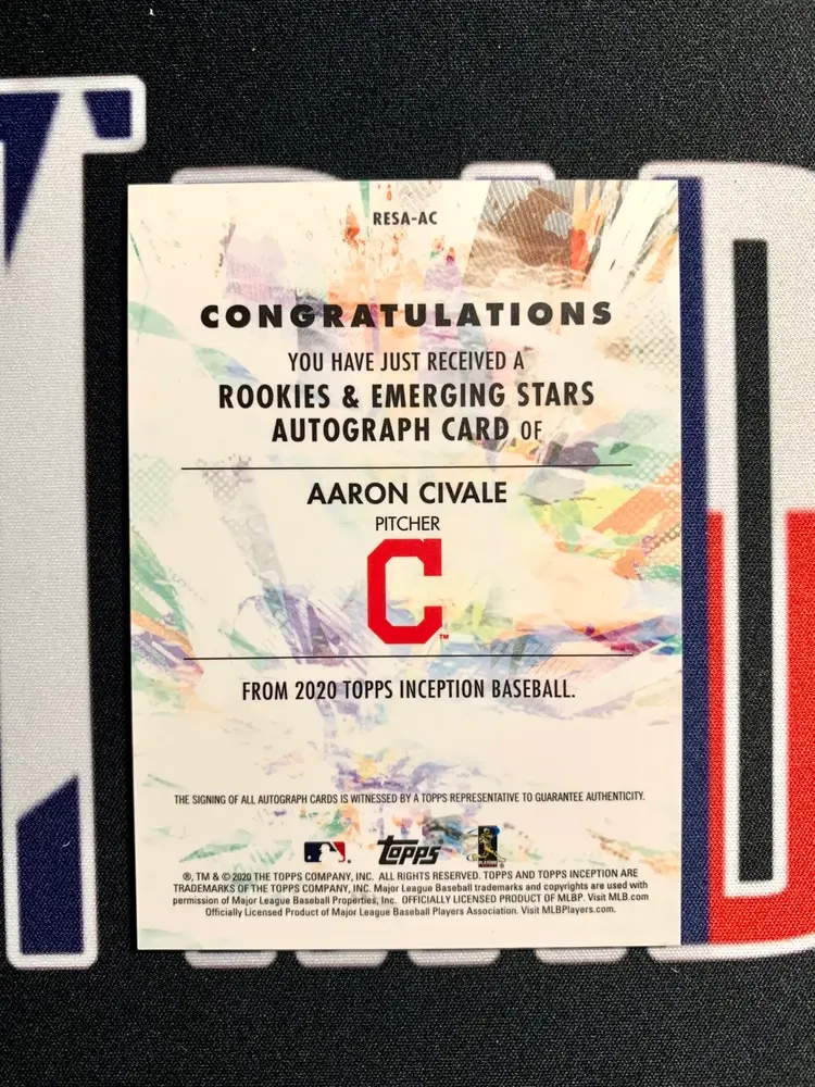 Aaron Civale 2020 Topps Inception Rookies & Emerging Stars Pink Auto /99 Rookie Cleveland Guardians