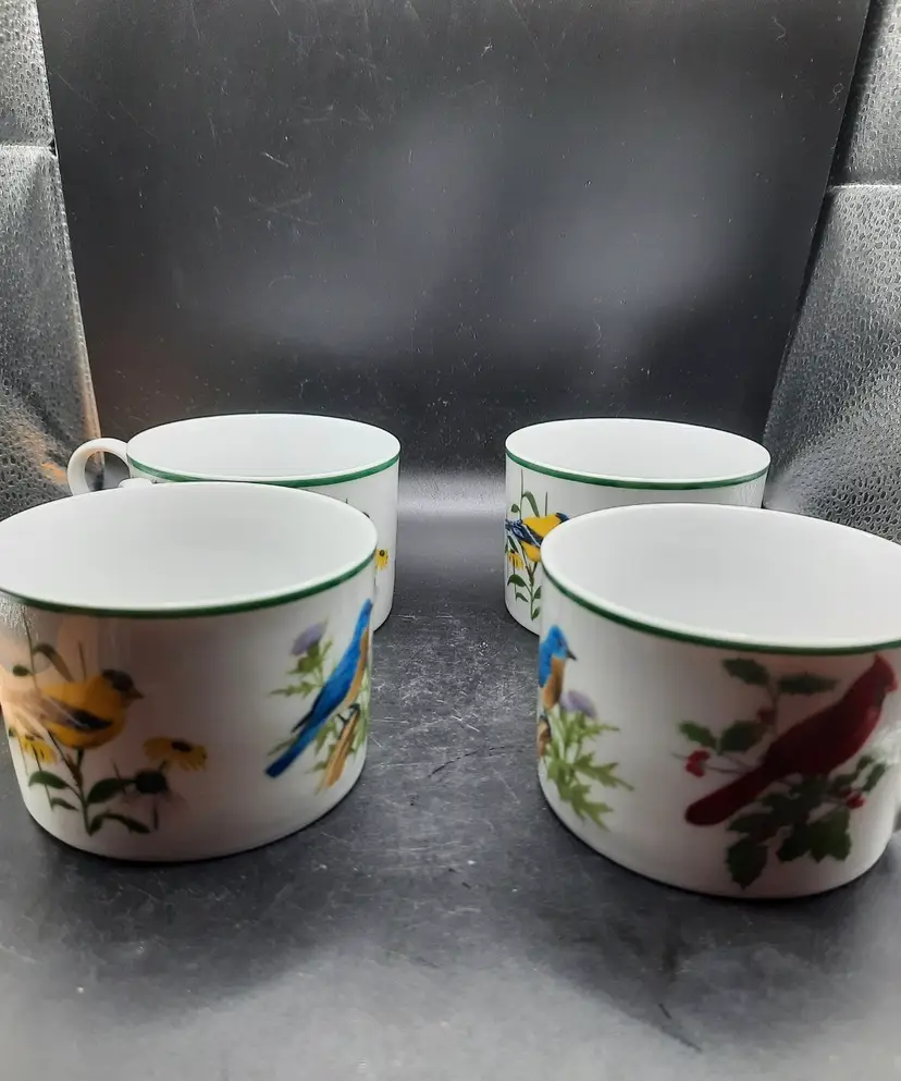 Vintage Set of 4 National Wildlife Federation Songbird Cups.