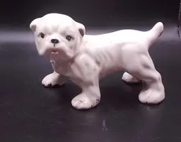 vintage white/brown Japan dog figurine