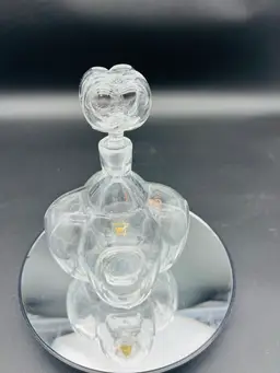 Vintage Orrefors Blown Glass Decanter w/ Hollow Stopper Shape Liquor Barware 7”