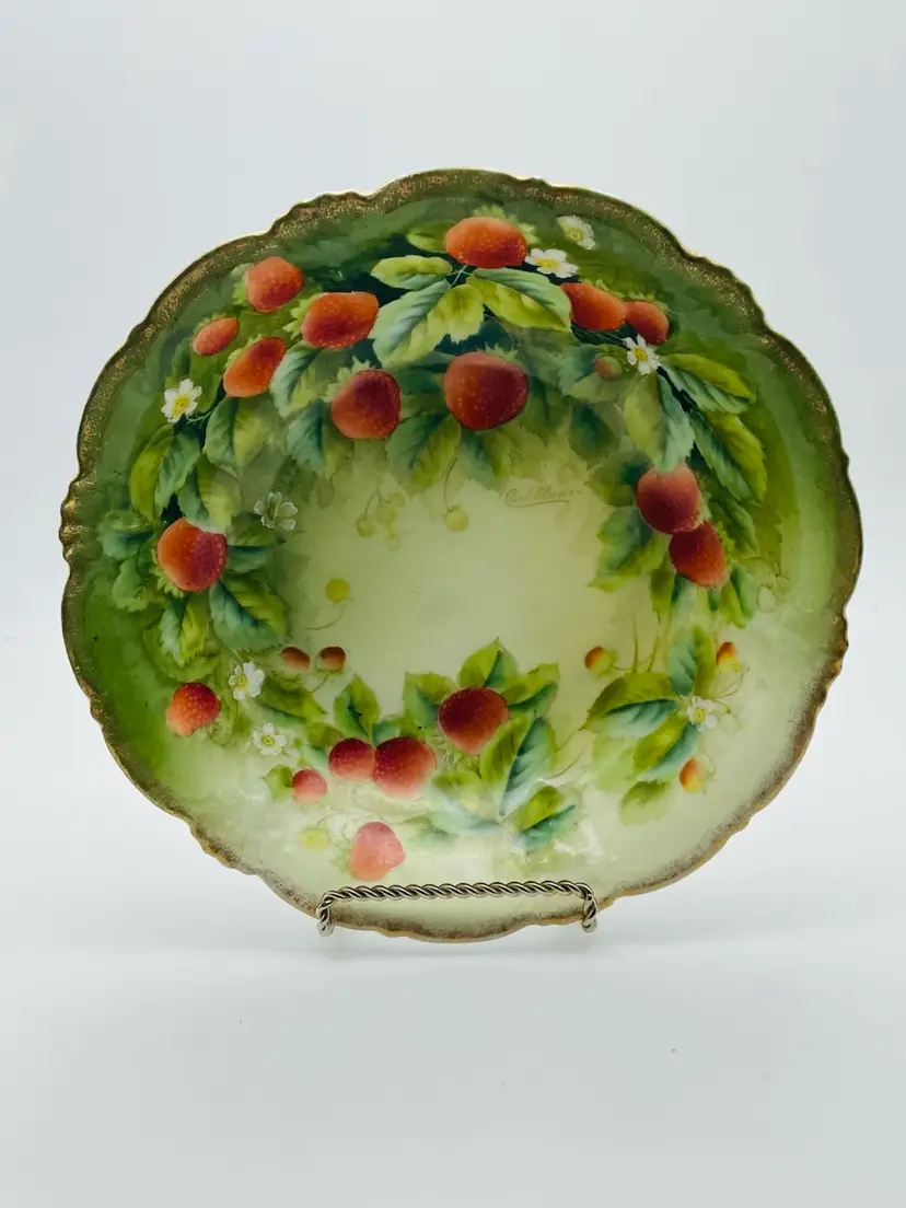 Hand Painted Strawberries Bowl By Curt Olivier