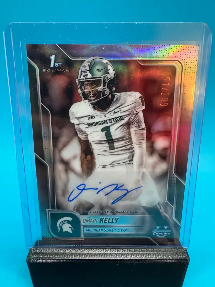 Omari Kelly 1st Bowman Chrome U Refractor Auto /299 Michigan State Spartans