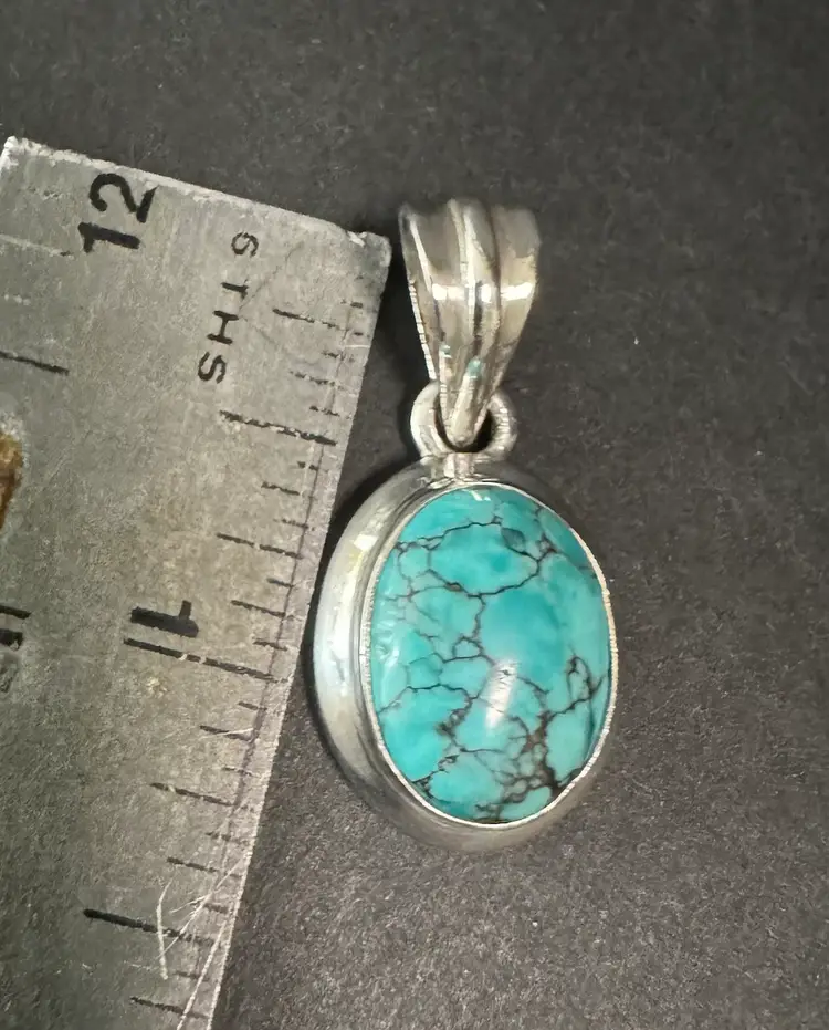 Vintage Silver and Turquoise Jewelry Set - pendant & earrings