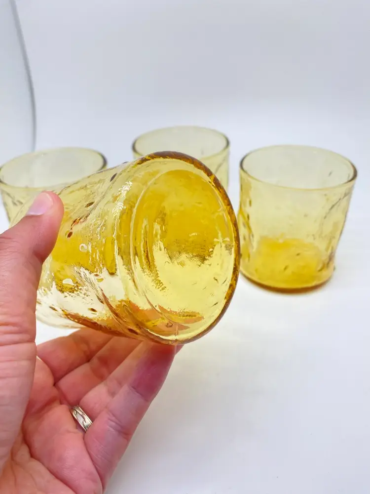 Set Of 4 Vintage Anchor Hocking Lido Milano Dimple Glasses