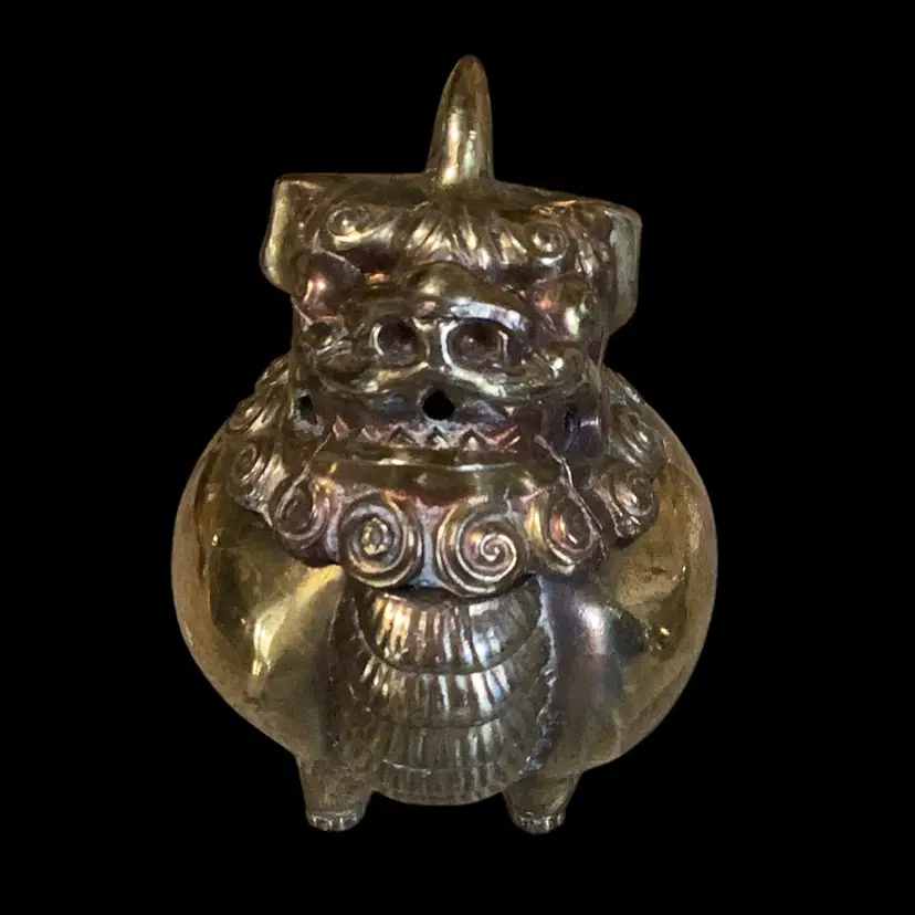 Japan Foo Dog Incense Burner Brass 4x3” Has Some Wear