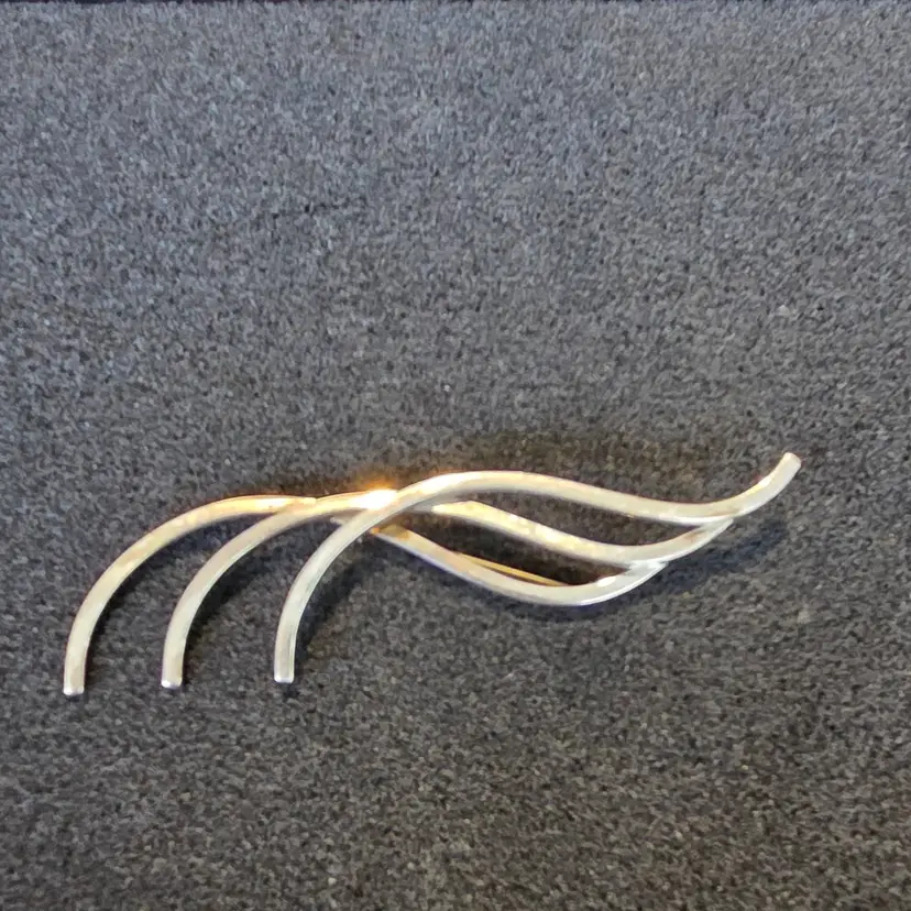Modernist Wave Design Brooch Signed Kelly Jack Smith Sterling Silver