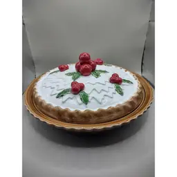 Vintage Cherry Pie Plate With Lid Made In Portugal