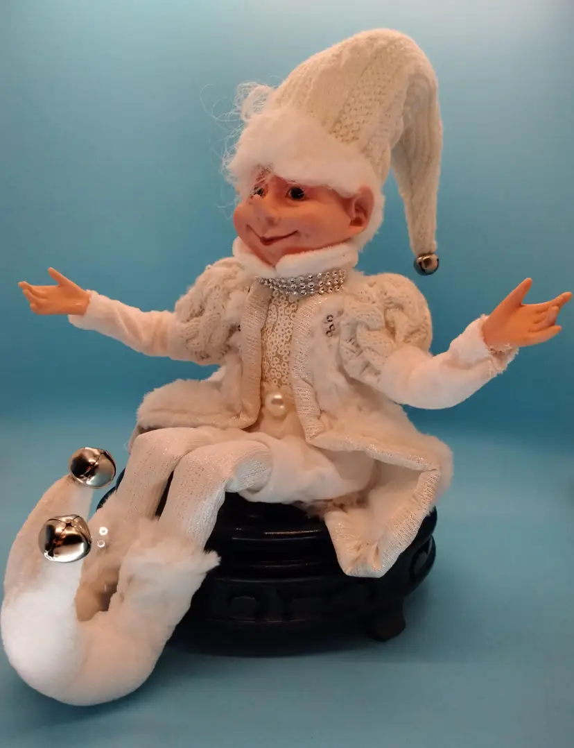 Vintage Posable Jester Elf Doll with Bells